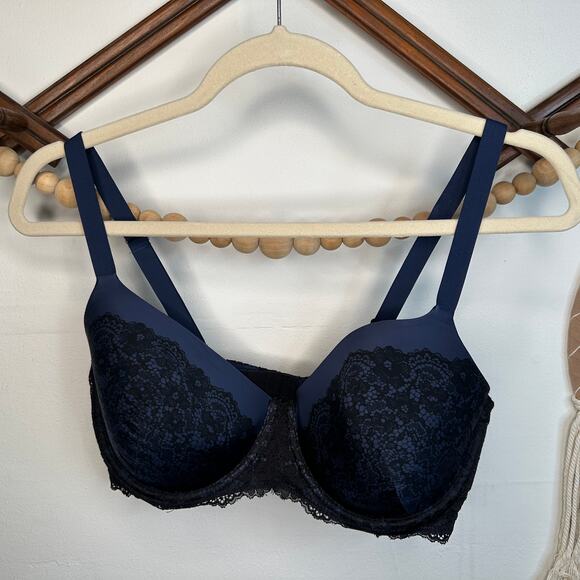Maidenform Blue Black Lace Bra 34D - Picture 1 of 3